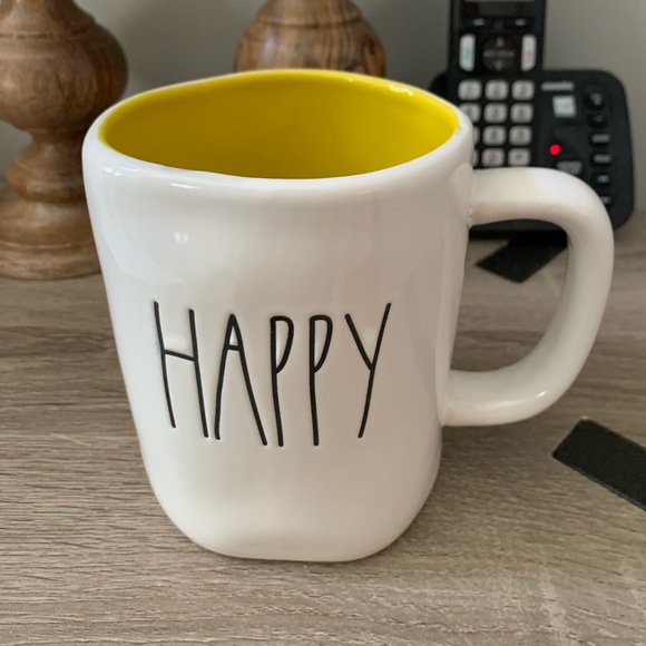 Rae Dunn Yellow Interior Happy Mug